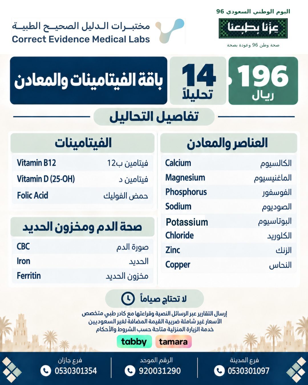  باقة الفيتامينات والمعادن - مختبرات الدليل الصحيح