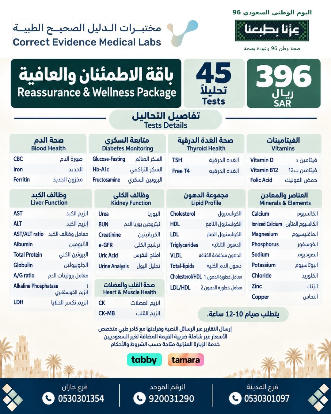 باقة الاطمئنان والعافية - مختبرات الدليل الصحيح