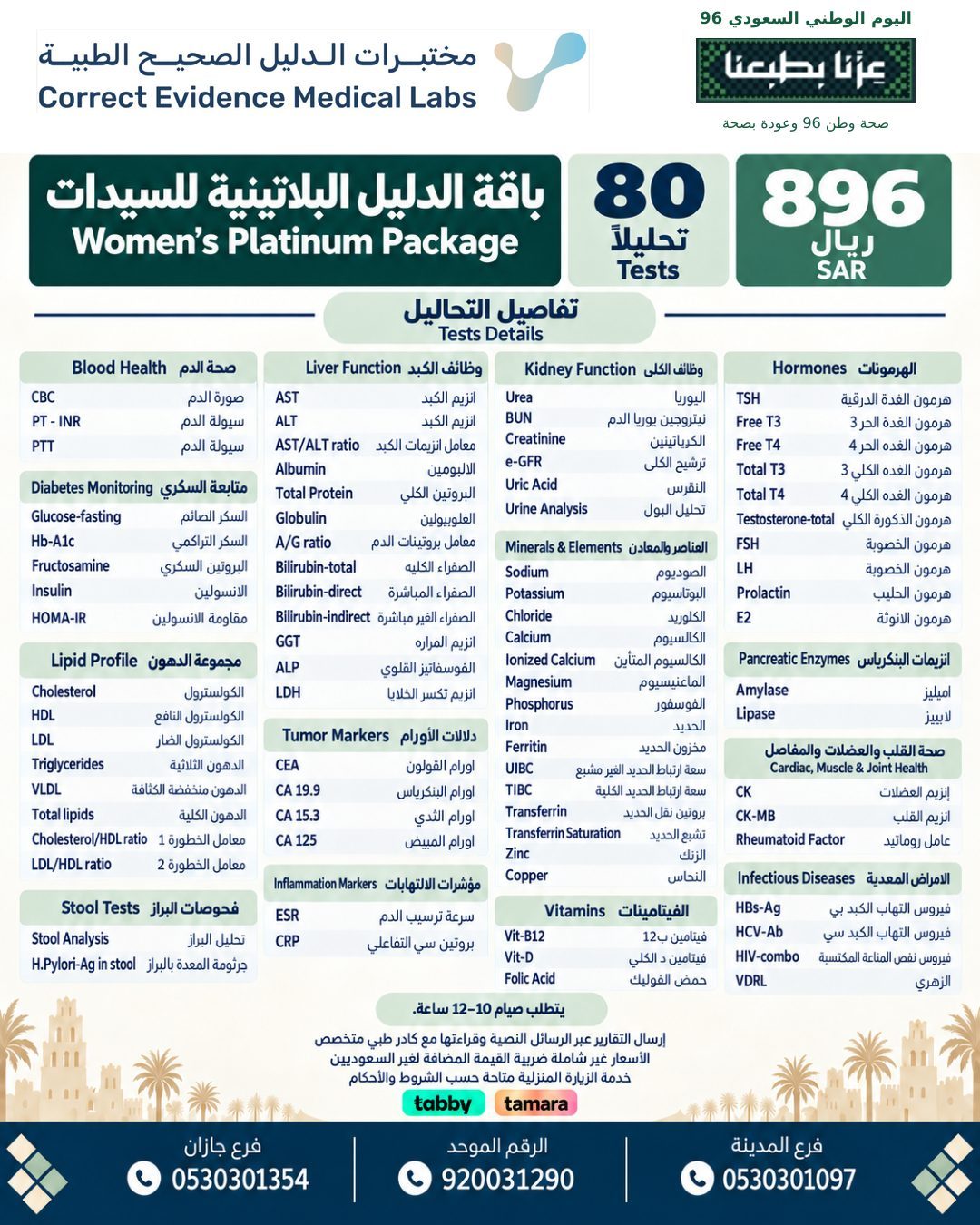 باقة الدليل البلاتينية للسيدات - مختبرات الدليل الصحيح